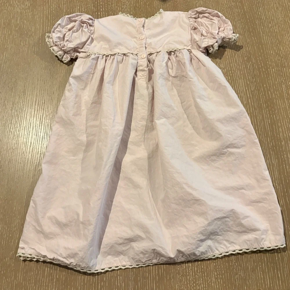 Barefoot Toddler Pink Dress 3T Lace Trim Cottagecore Prairie Vintage Style EUC
